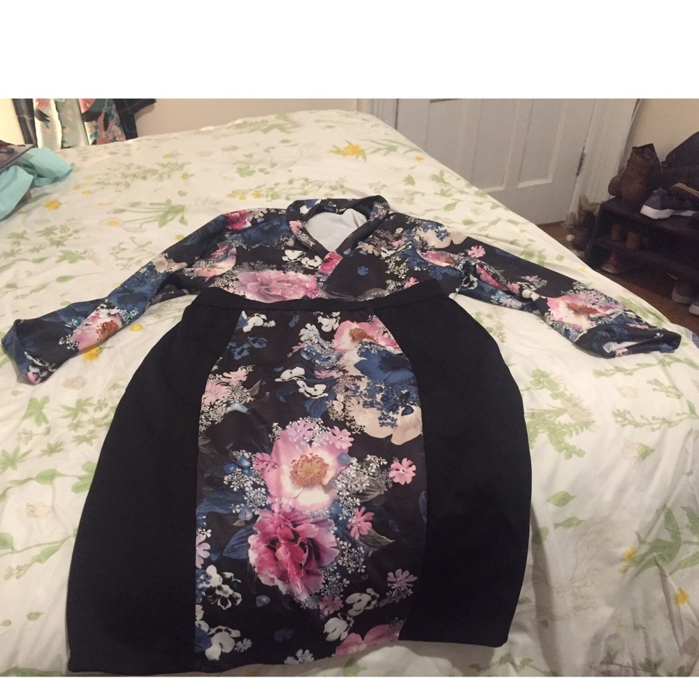 Black and floral skirt suit